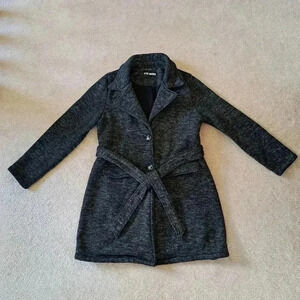 Steve Madden 3/4 Length Knit  Coat Grey Black Heathered Jacket Large Pea Coat